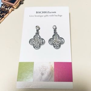 Silver cross drop earrings with crystals, new boutique jewelry